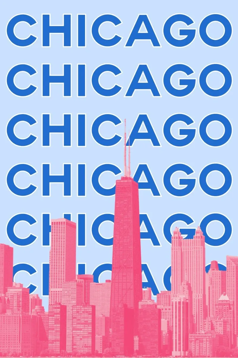 Chicago Illinois Retro Skyline Travel Pop Art Print canvas met Baklijst van NorwesClub