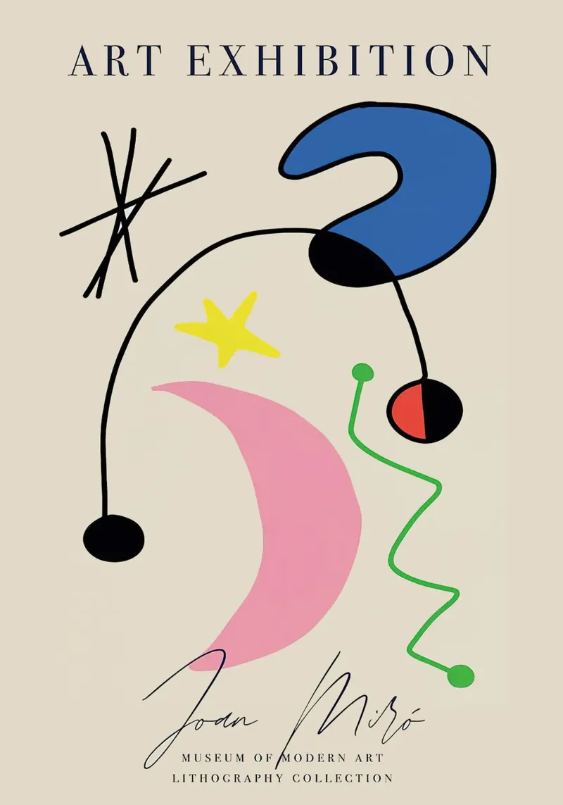 Joan Miro Kunst Tentoonstelling Midden Eeuw poster met kunststof frame van phillipp veisenberg