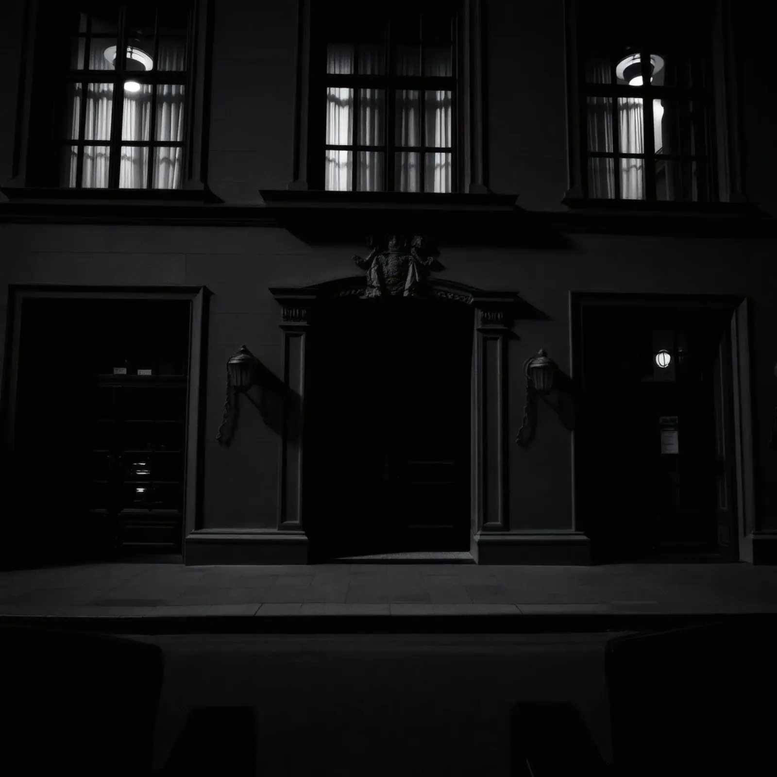 Ombre all'ingresso di un edificio storico di notte pellicola backlit da DesignDoodle