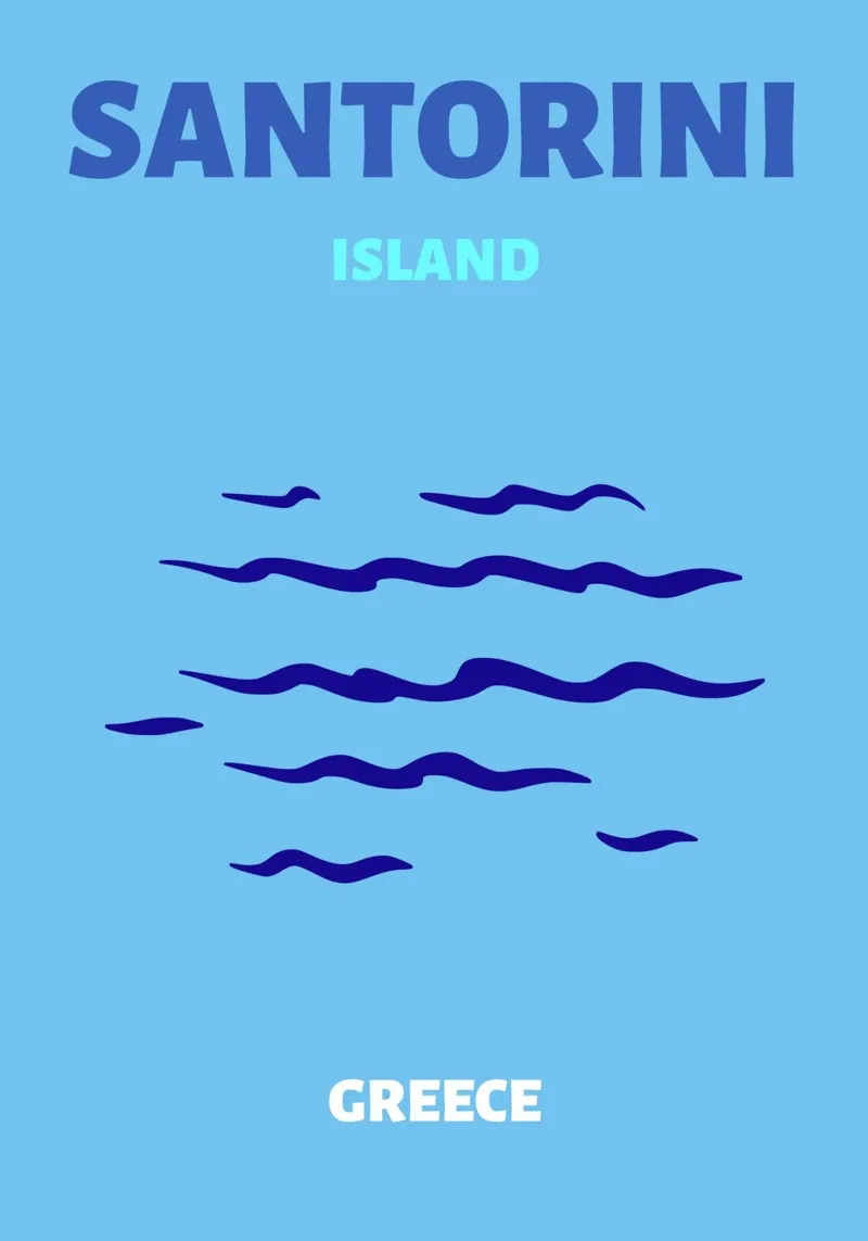 Santorini Greece Retro Island Travel Pop Art Print metacrilato de NorwesClub