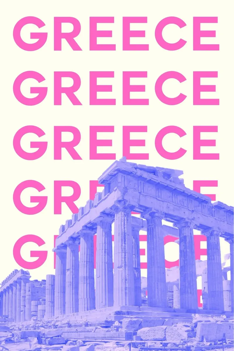 Griechenland Parthenon Pop Art Travel Print - Lebendiges Souvenir Backlit Folie von NorwesClub