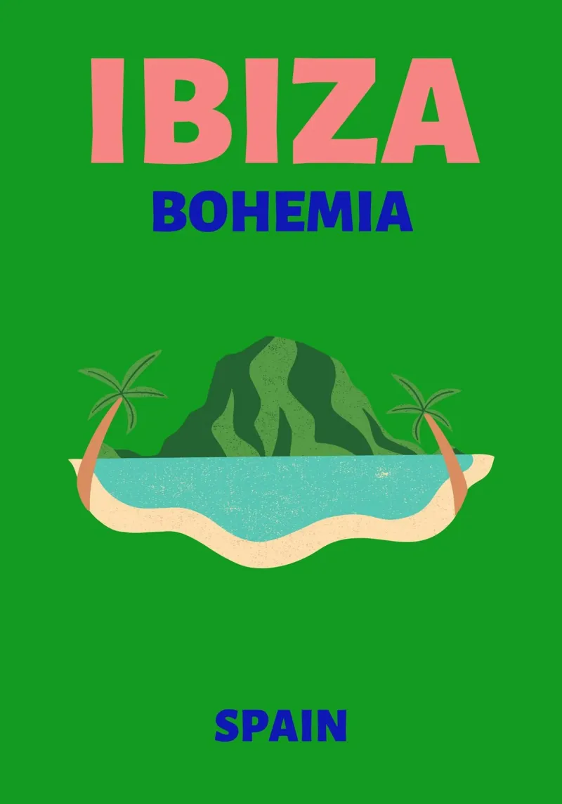 Ibiza Bohemia Island - Lebendiges minimalistisches Reiseposter Poster von NorwesClub