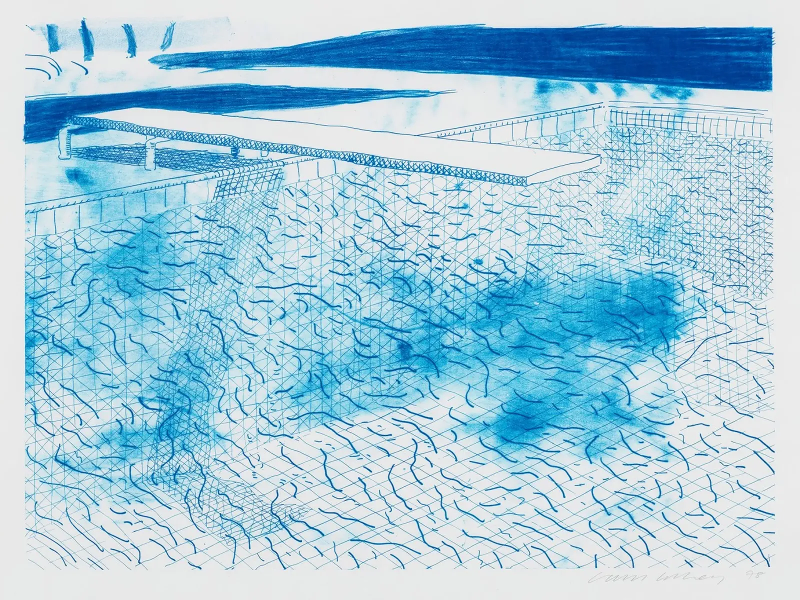 Litografia di acqua fatta di linee, 1978 poster con telaio in plastica da khanrosie