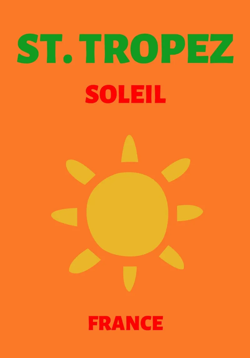 Poster solare di St. Tropez di J.F. Soleil - Pop Art Travel Vibe poster da NorwesClub
