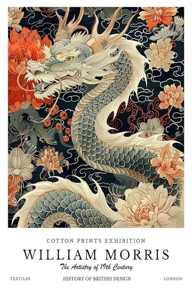 william morris - dragon entouré de fleurs toile de Art Crew Kbm