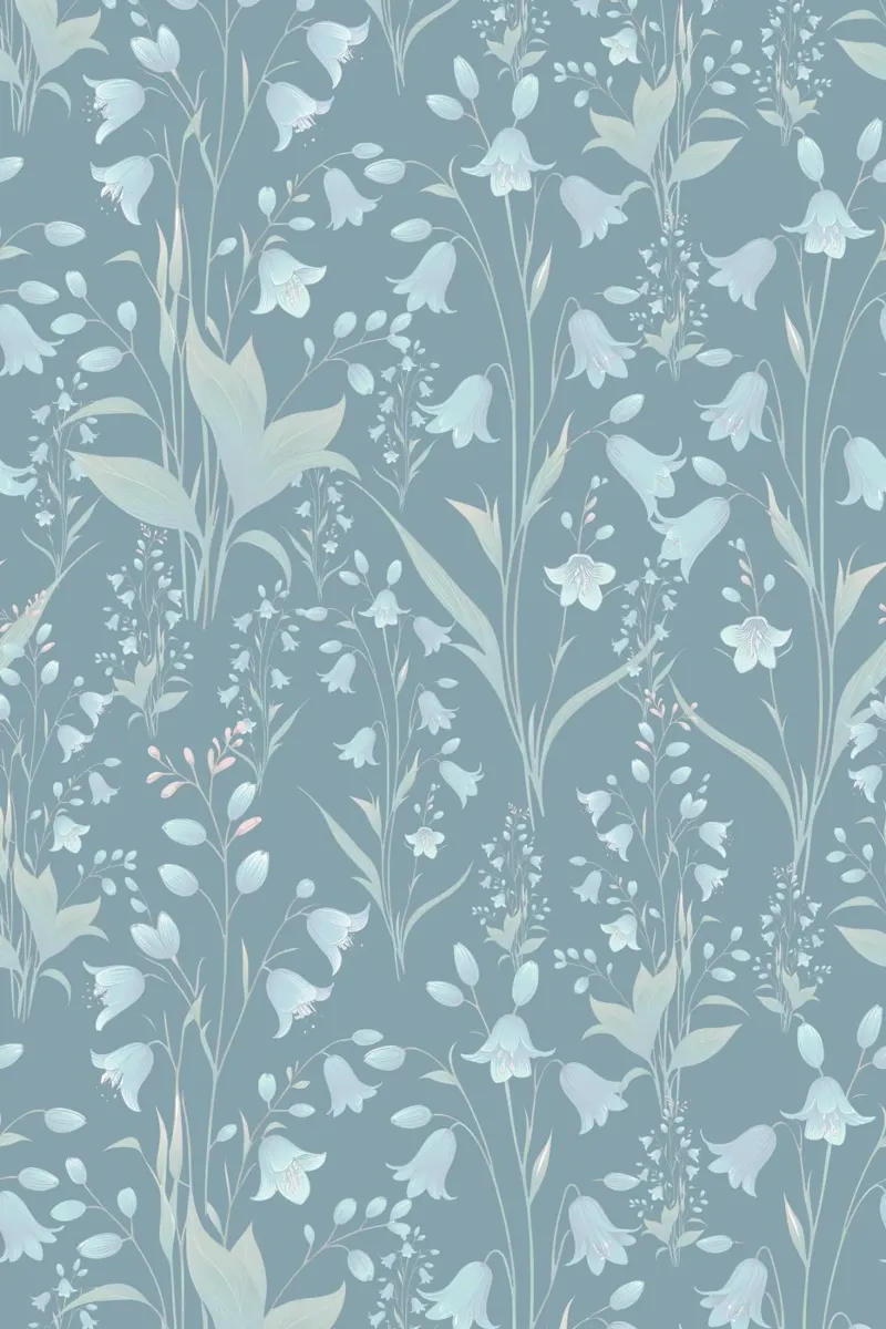 Blauwe Klokjes Blauw Grijs canvas met Baklijst van SilverPegasus
