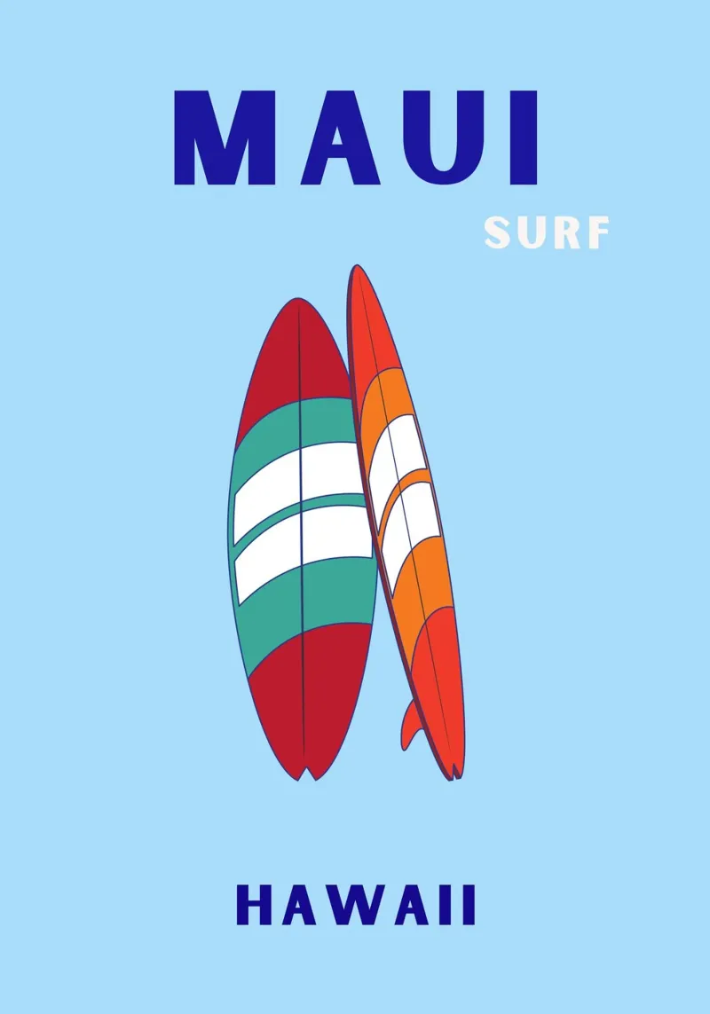 Maui Surf Art - Poster da spiaggia retrò e pop pellicola backlit da NorwesClub