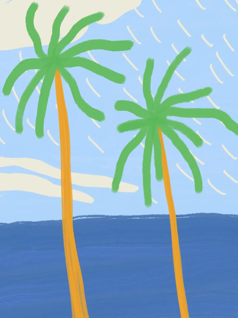 Illustrazione delle vacanze a Palm Beach pellicola backlit da Little Dean