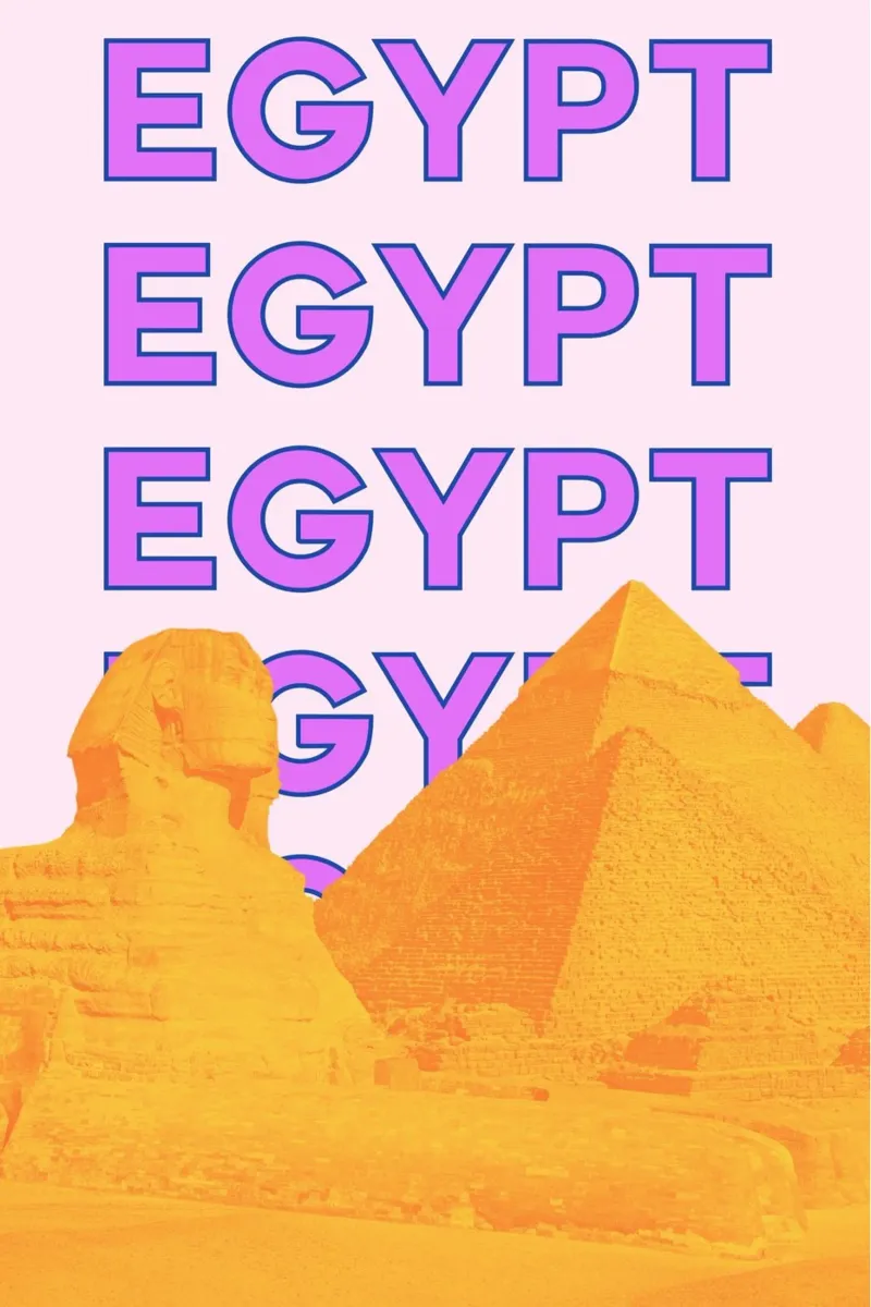 Ägypten Pop Art Reise Poster - Pyramiden & Sphinx Vibes Hahnemühle von NorwesClub