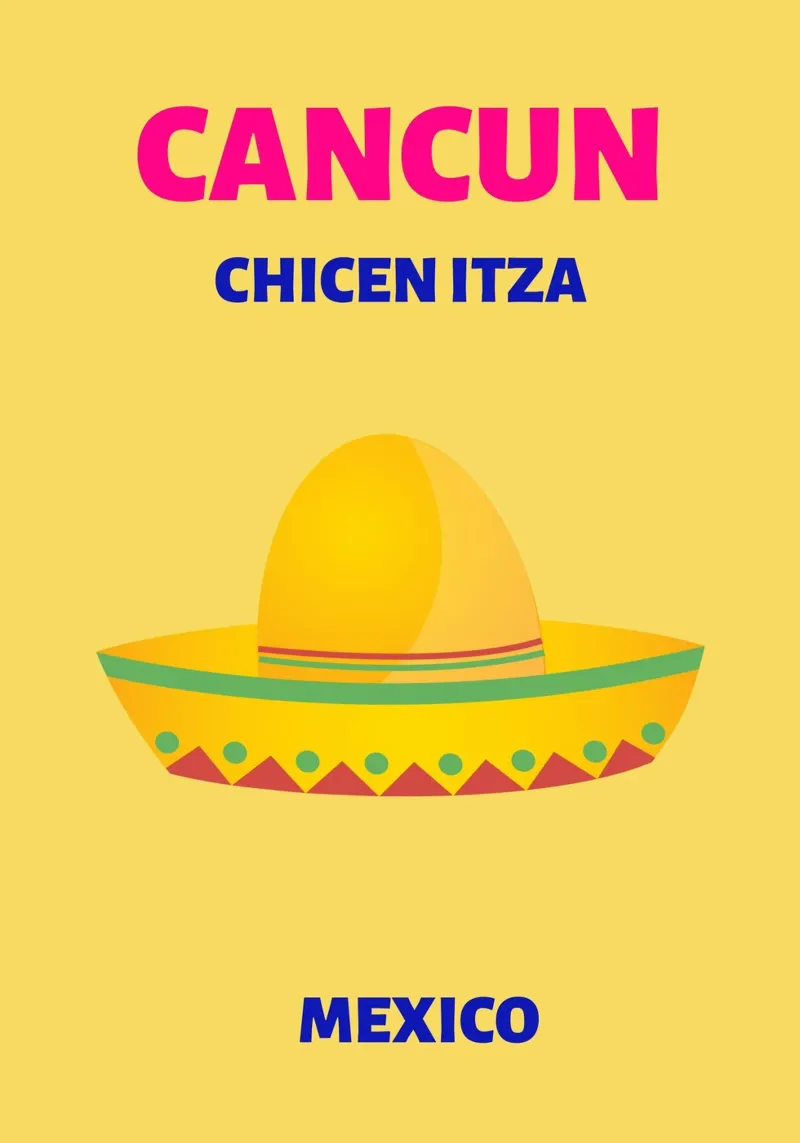 Cappello Cancun Fiesta - Poster di viaggio del Messico poster con telaio in legno da NorwesClub