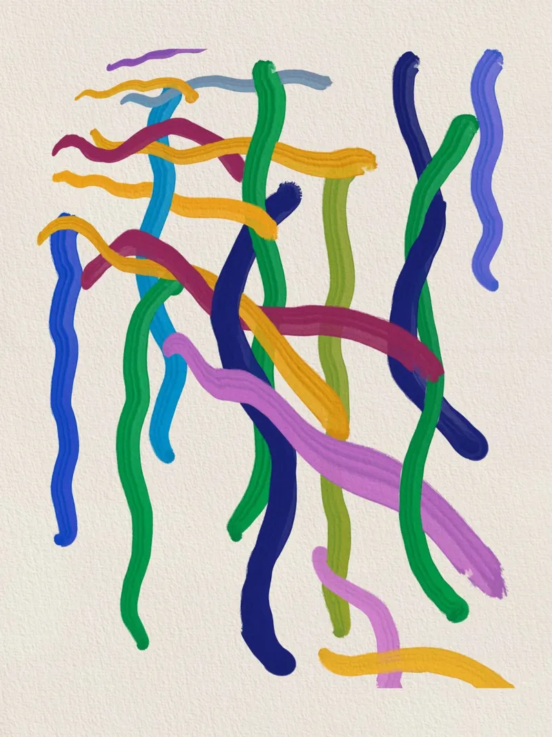 Colorful strings abstract painting canvas by Little Dean
