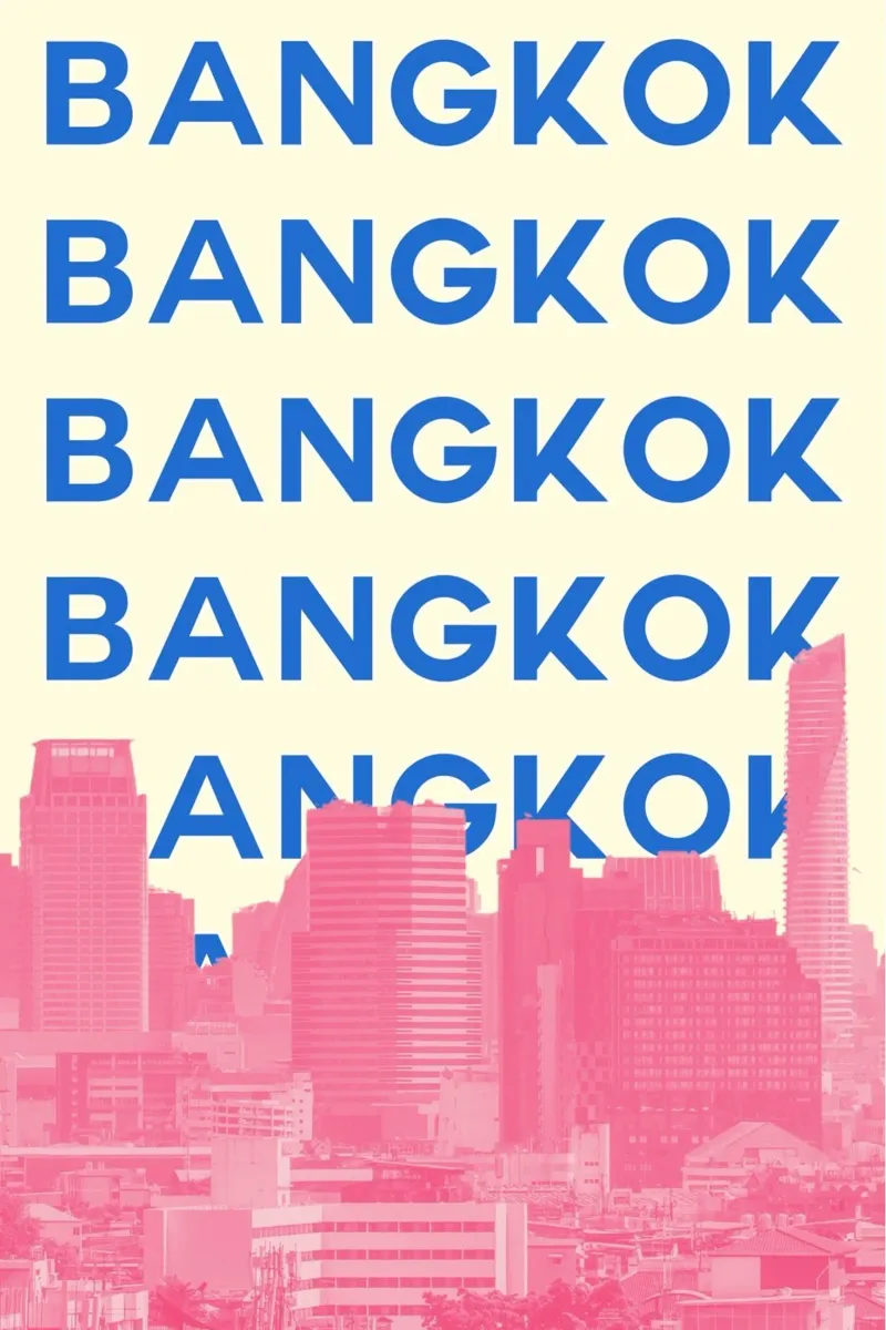 Bangkok Stadsgezicht Kunst - Moderne Pop Reisposter Trendy canvas met Baklijst van NorwesClub