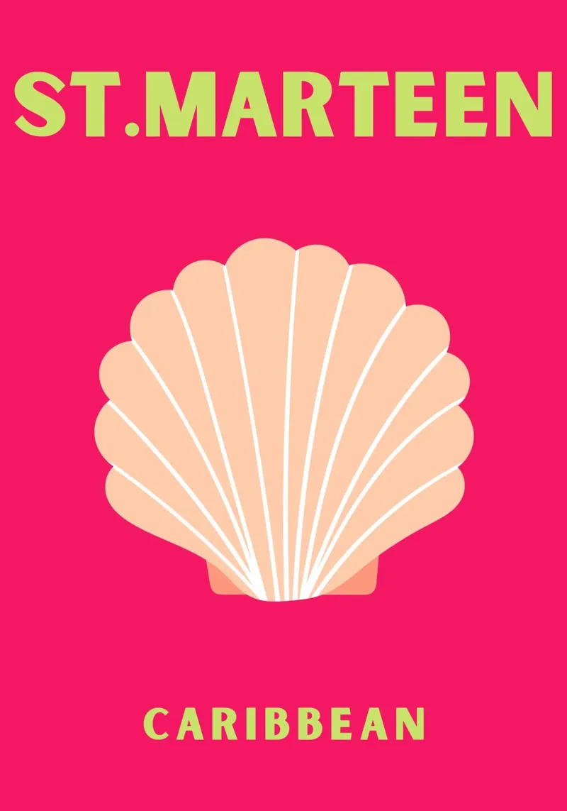 St. Marteen Karibik Shell Kunst - Tropische Vibes Pop Dekor Leinwand mit Schattenfugenrahmen von NorwesClub