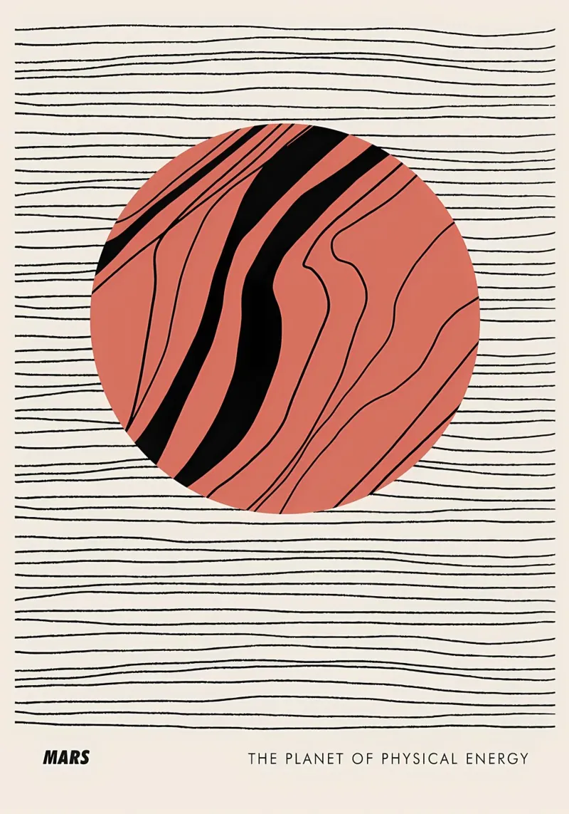 Mars physical energy planet lines circle waves hahnemühle by Janine P McGuire