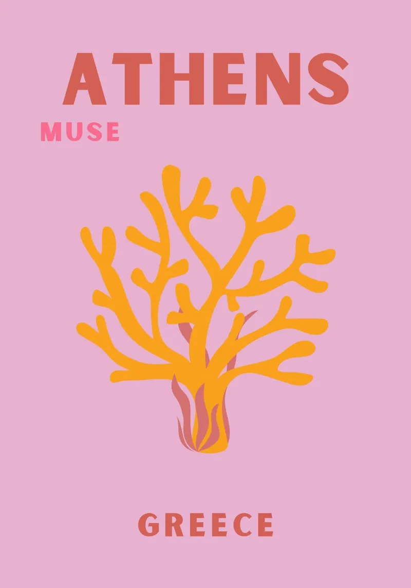 Atene Muse Grecia Arte del corallo - Cartolina di viaggio ispirata a Matisse carta hahnemühle da NorwesClub