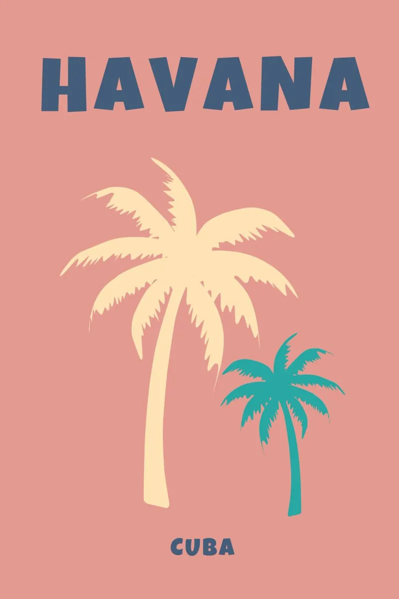 L'Avana Cuba - Palme - Arte di viaggio minimalista tropicale plexiglass da NorwesClub