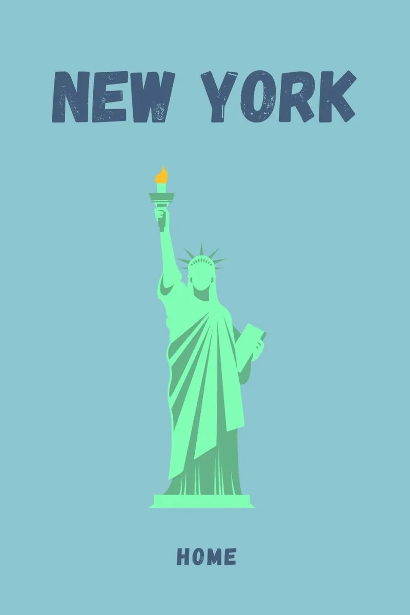 Liberty's Call: Poster di viaggio Pop Art di New York - Iconico, di tendenza poster con telaio in plastica da NorwesClub