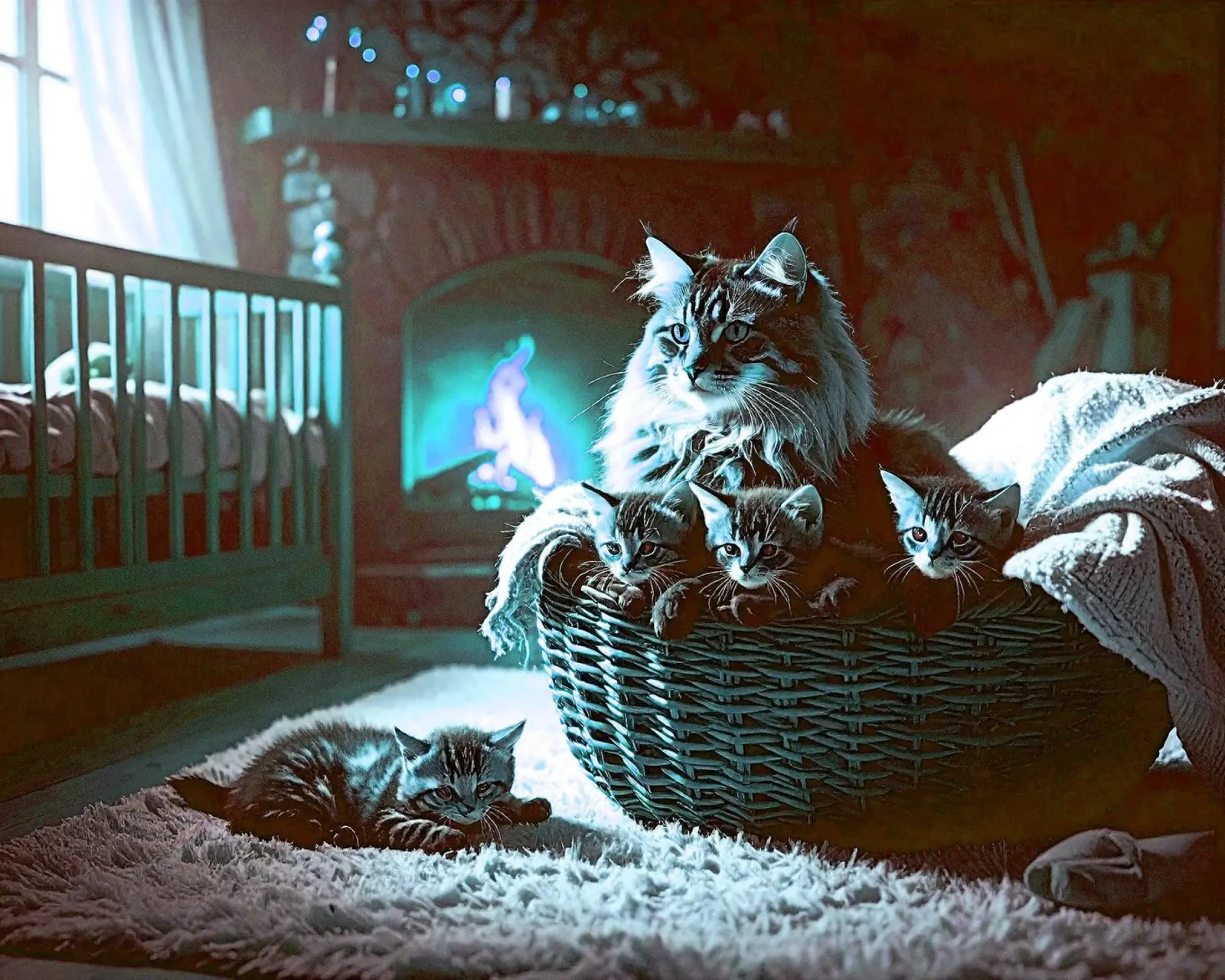 CHATTE ET QUATRE CHATONS. Vintage poster da Thierry vobmann photography