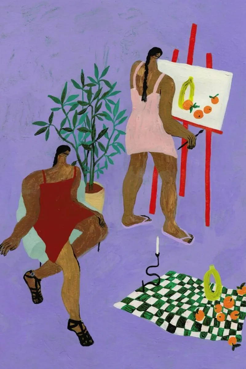 Still Life poster con telaio in plastica da Nudes and Croissants