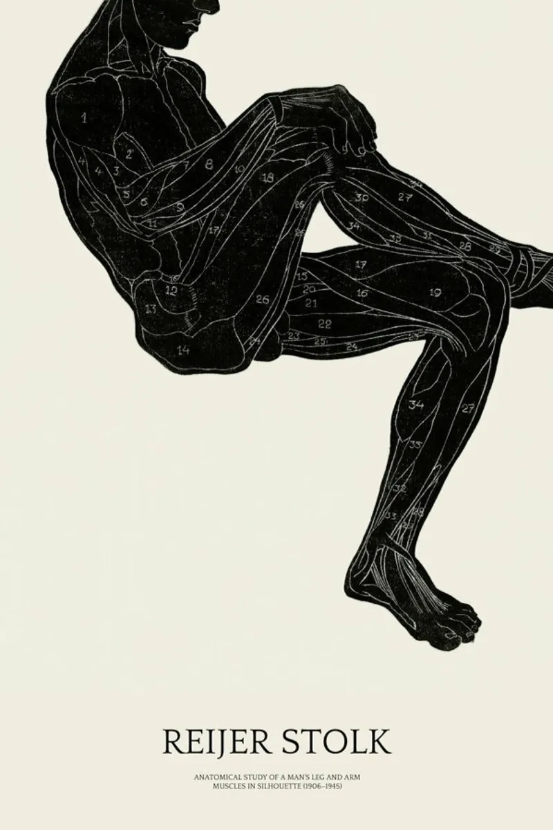 Stolk - Anatomical Study of a Man's Leg and Arm Muscles pellicola backlit da Vintage by JUNIQE