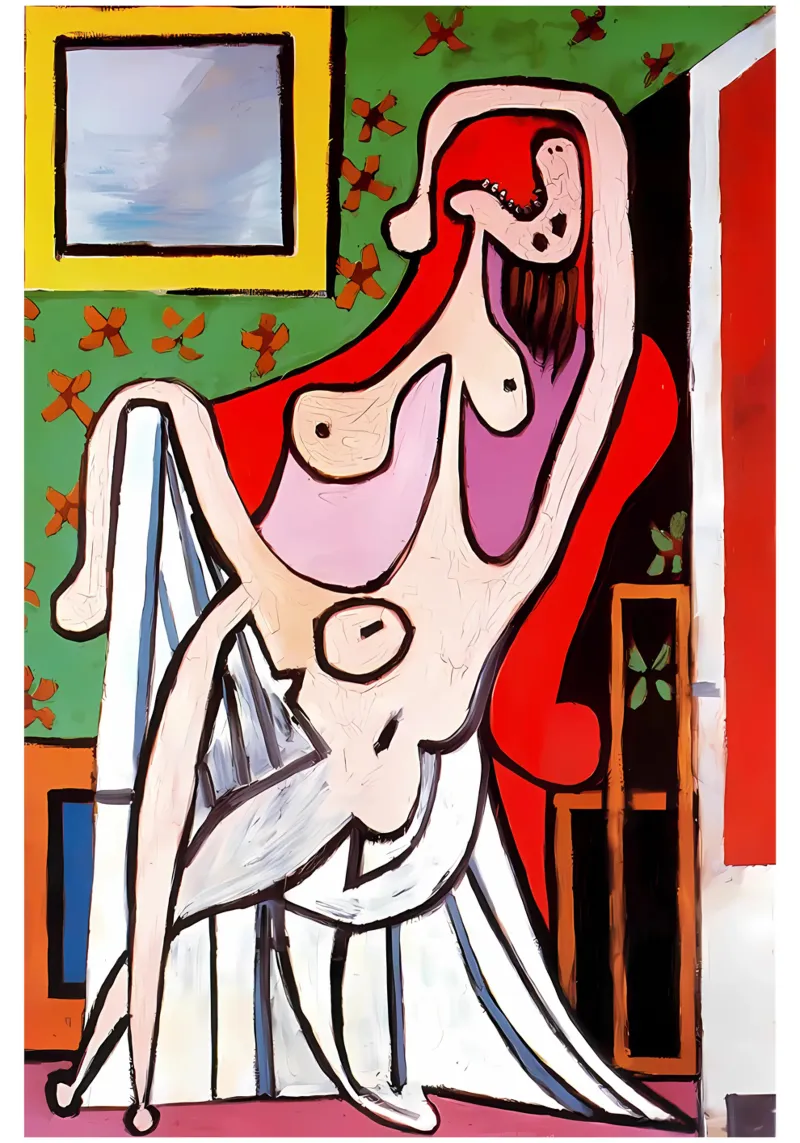 Grande nudo in poltrona rossa di Pablo Picasso pellicola backlit da tokovictory