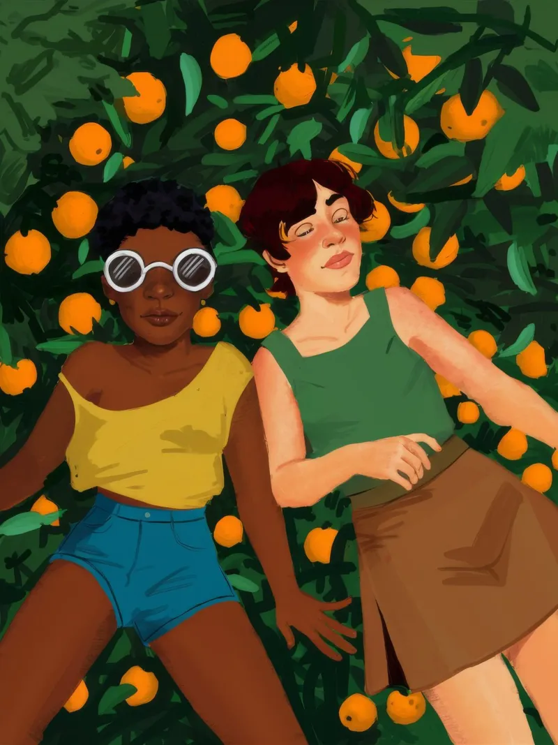 Compagni di giardino degli agrumi poster con telaio in plastica da Petal Canvas