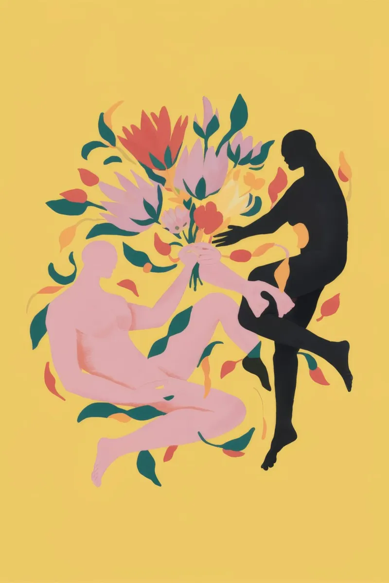 Silhouette danza floreale poster con telaio in plastica da Petal Canvas