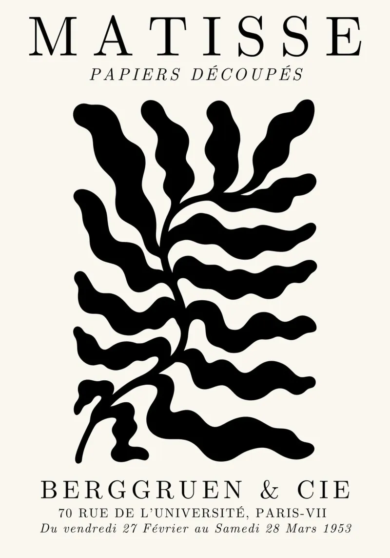 Matisse Papies Découpés Leaf Poster - Modern Abstract Plant alu-dibond by NorwesClub