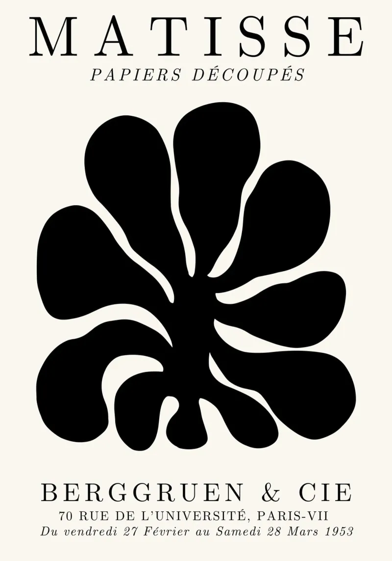 Matisse "Papiers Découpés" Tentoonstellingsaffiche - Abstracte Kunst Pri canvas met Baklijst van NorwesClub