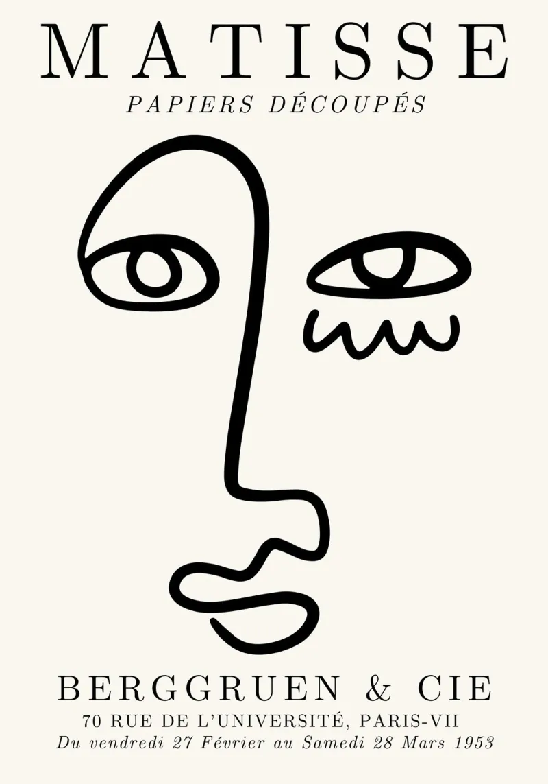 Matisse Abstract Face "Papiers Découpés" - Modern Line Art P Hahnemühle von NorwesClub