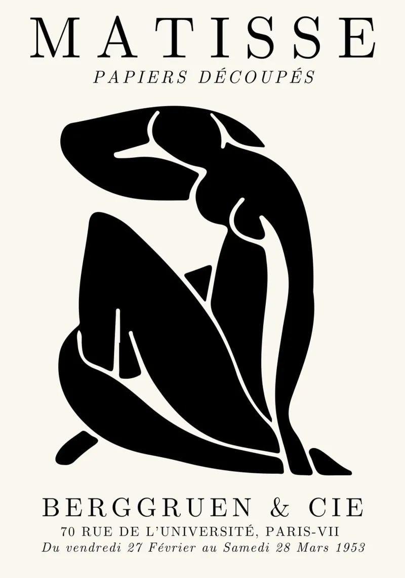 Recorte "Desnudo azul" de Matisse - Impresión artística de figura abstracta poster con marco de aluminio de NorwesClub