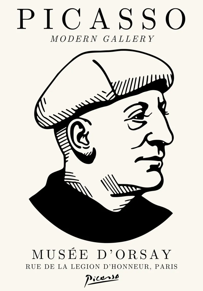 Picasso Self-Portrait Beret - Modernist Gallery Art Print alu-dibond by NorwesClub