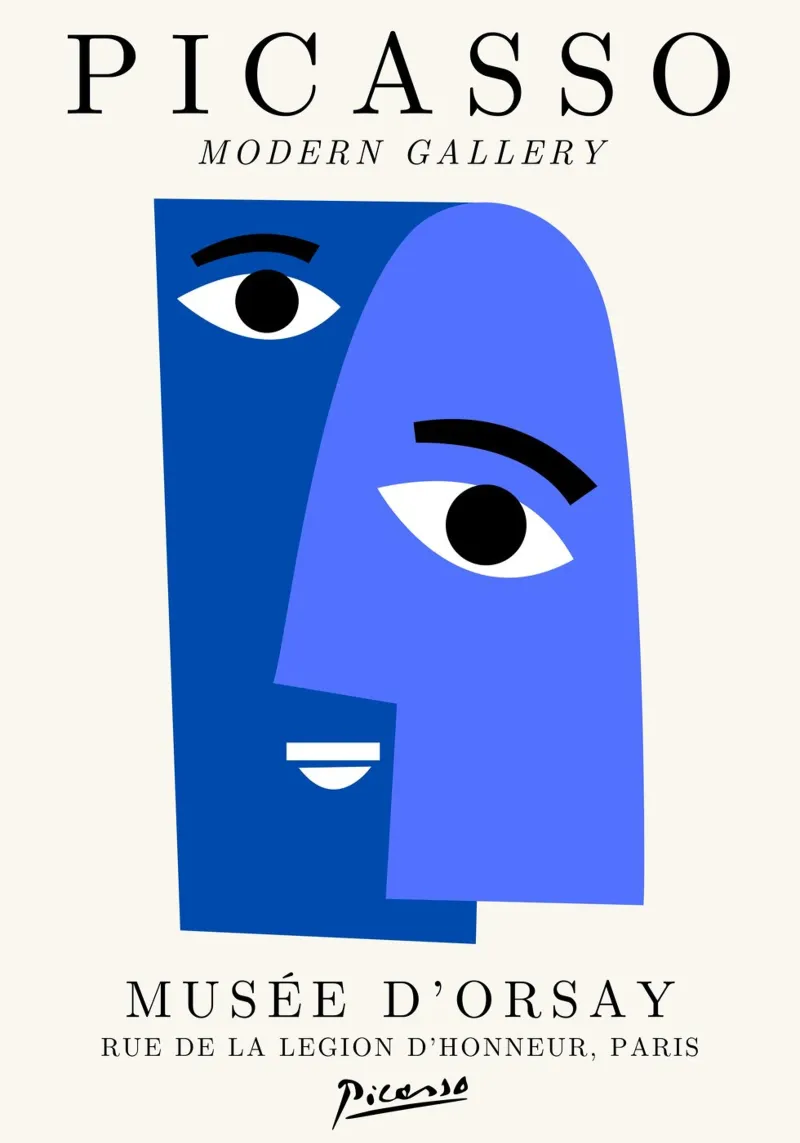 Portrait du visage bleu de Picasso - Cubist Modern Gallery Print plexiglas de NorwesClub