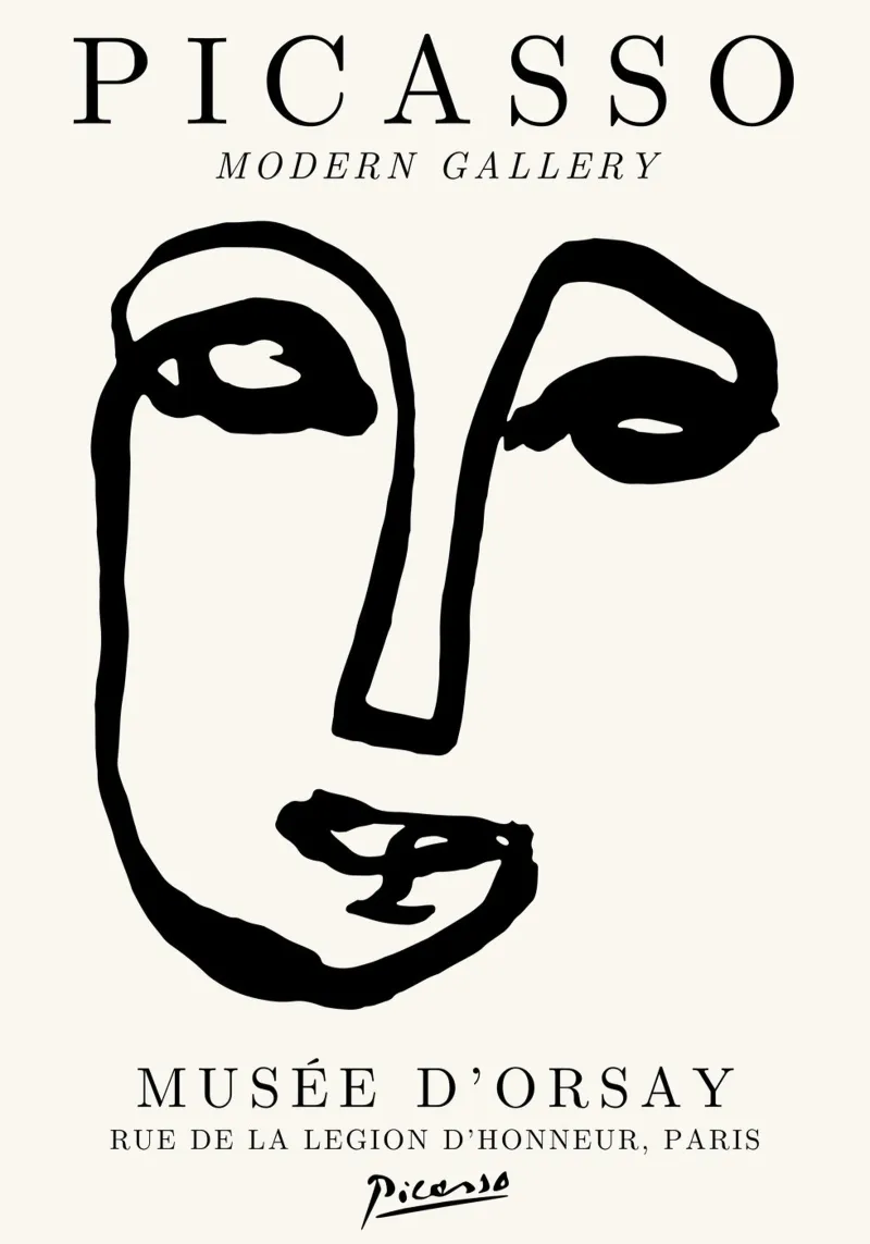 Picasso Abstract Face Line Art Print | Minimalist Modern Gal metacrilato de NorwesClub
