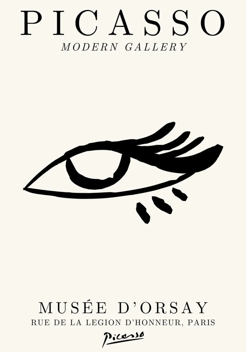 Picasso Eye Abstract Line Art Print | Expressionist Modern T hahnemühle de NorwesClub