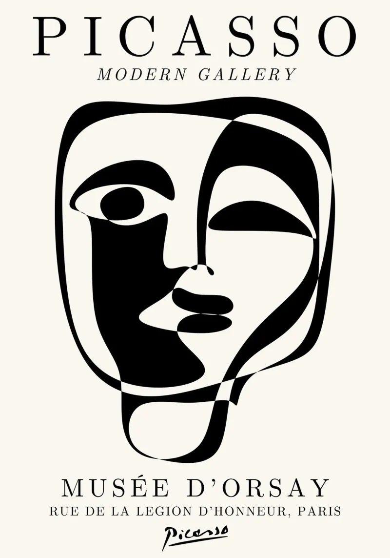 Picasso Abstract Face Mask Art Print | Cubist Modern Gallery metacrilato de NorwesClub