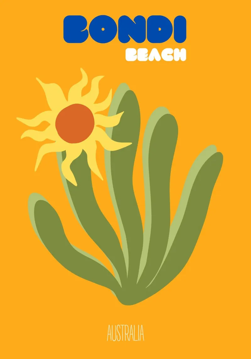SunKissed Bondi: Beach Vibes & Abstract Flora Art Print - Au canvas by NorwesClub