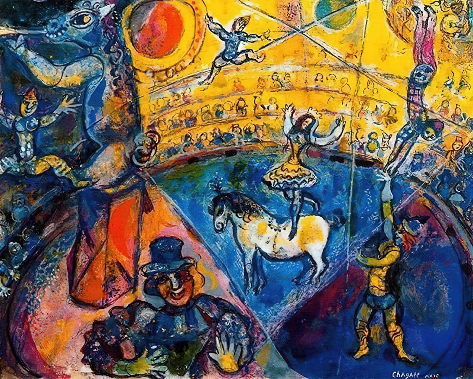Cavallo del circo Marc Chagall pellicola backlit da Kunze Gallery
