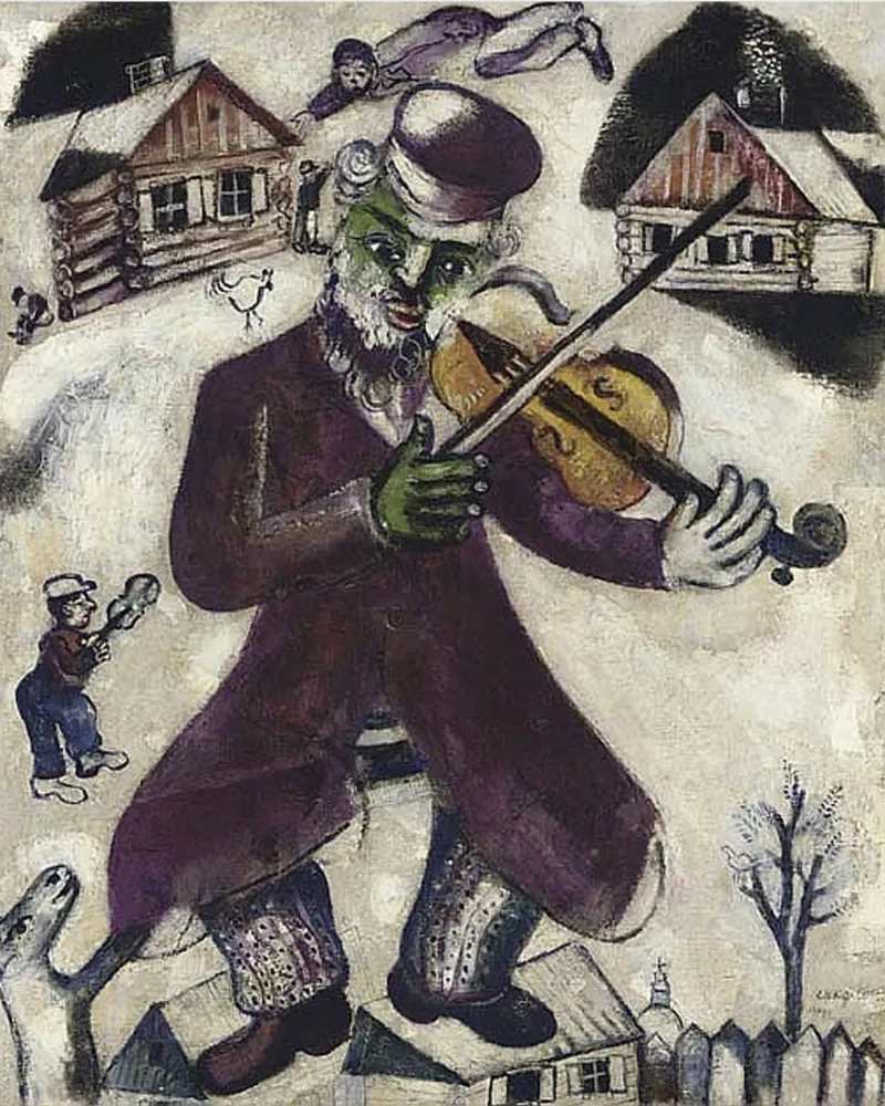 Marc Chagall violinista verde carta hahnemühle da Kunze Gallery