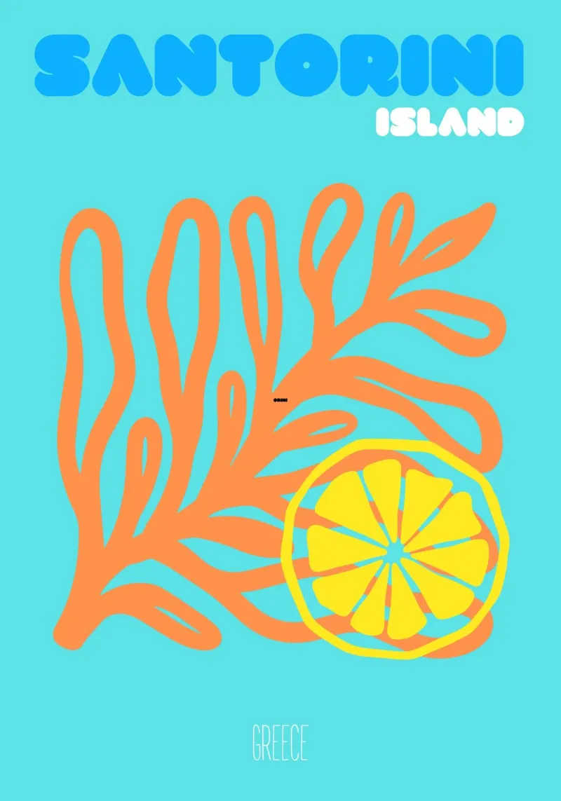 Santorini Citrus Zonsondergang - Abstract Grieks Eiland Kunst canvas van NorwesClub