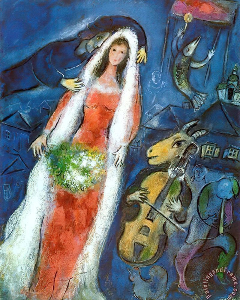 Marc Chagall La Mariee pellicola backlit da Kunze Gallery