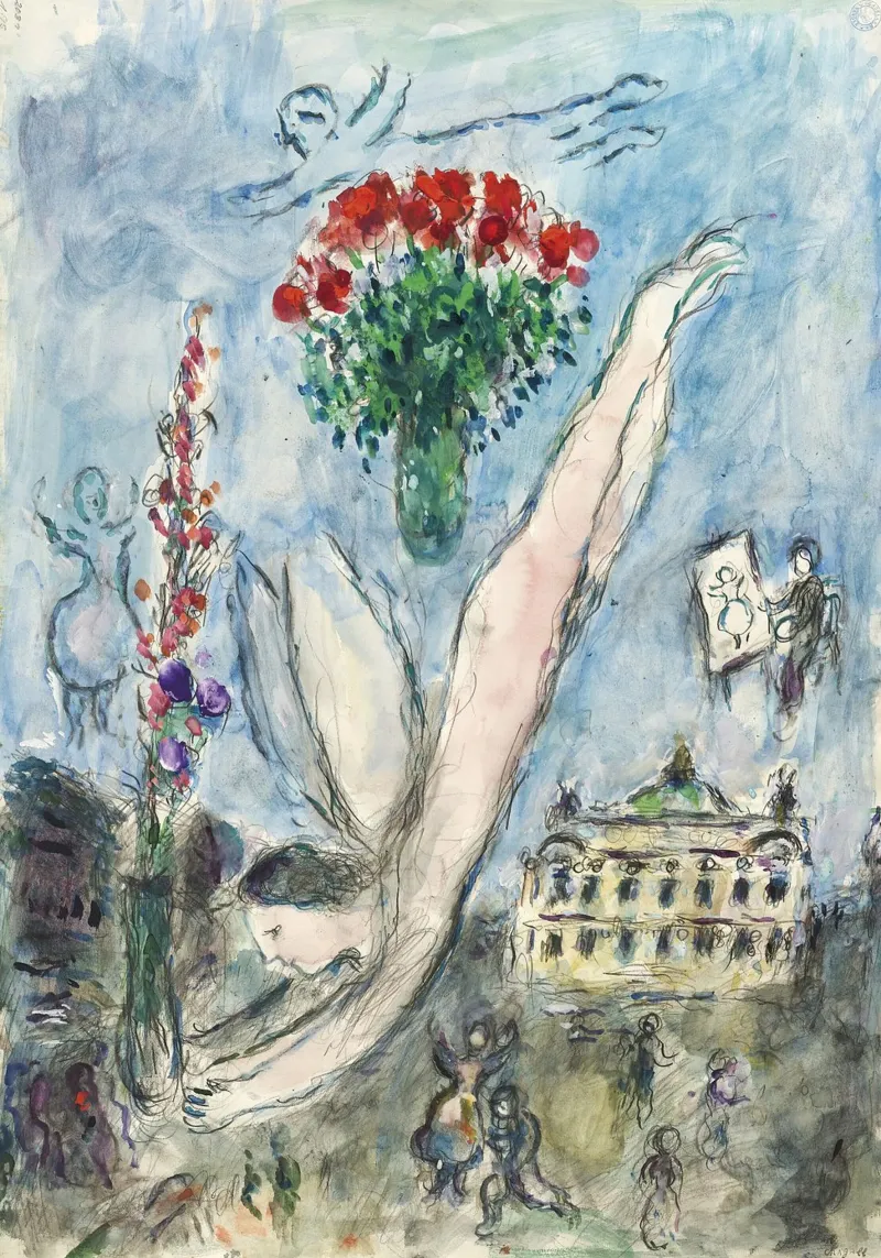 Marc Chagall L'angelo prima dell'opera pellicola backlit da Kunze Gallery