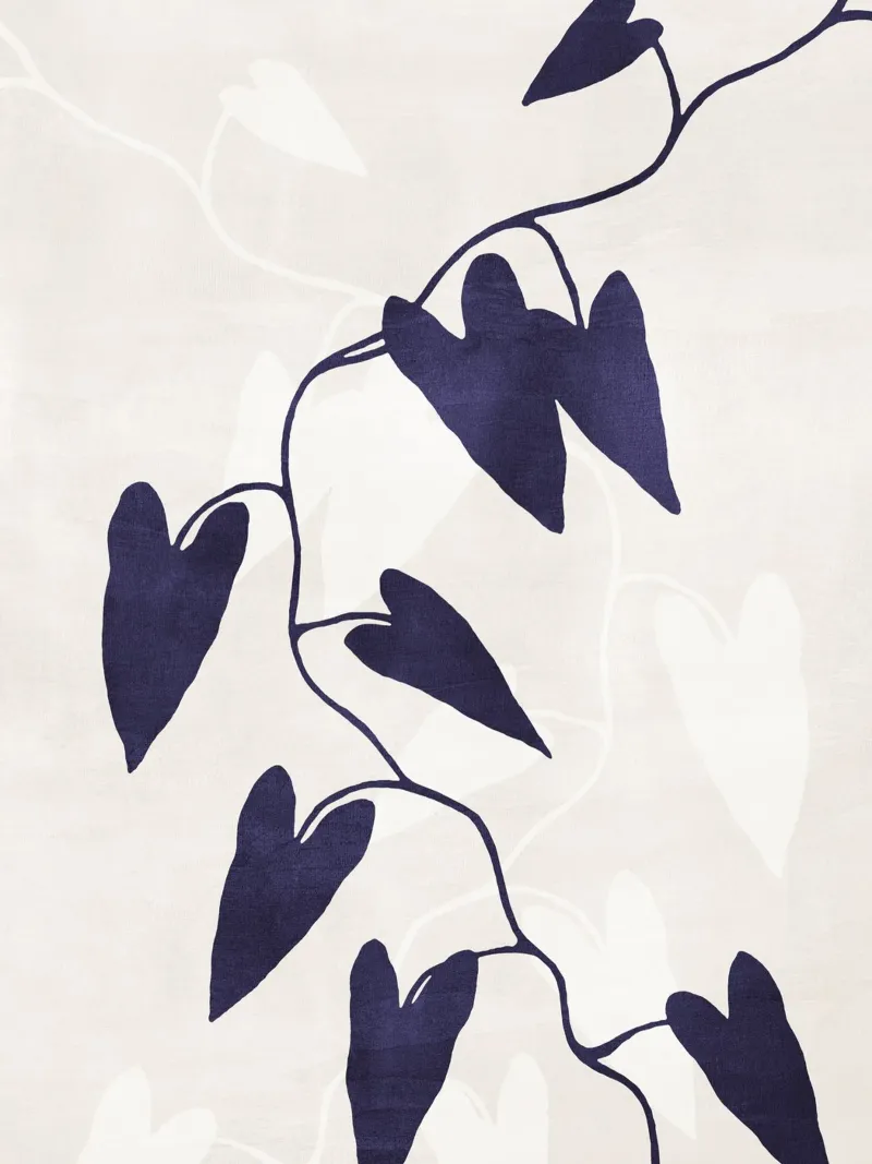 Abstract Botanical no. 8 Indigo poster con telaio in legno da adrianooliveira