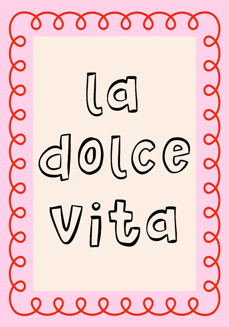 La Dolce Vita Typography poster con telaio in legno da Attaboy Dsgn