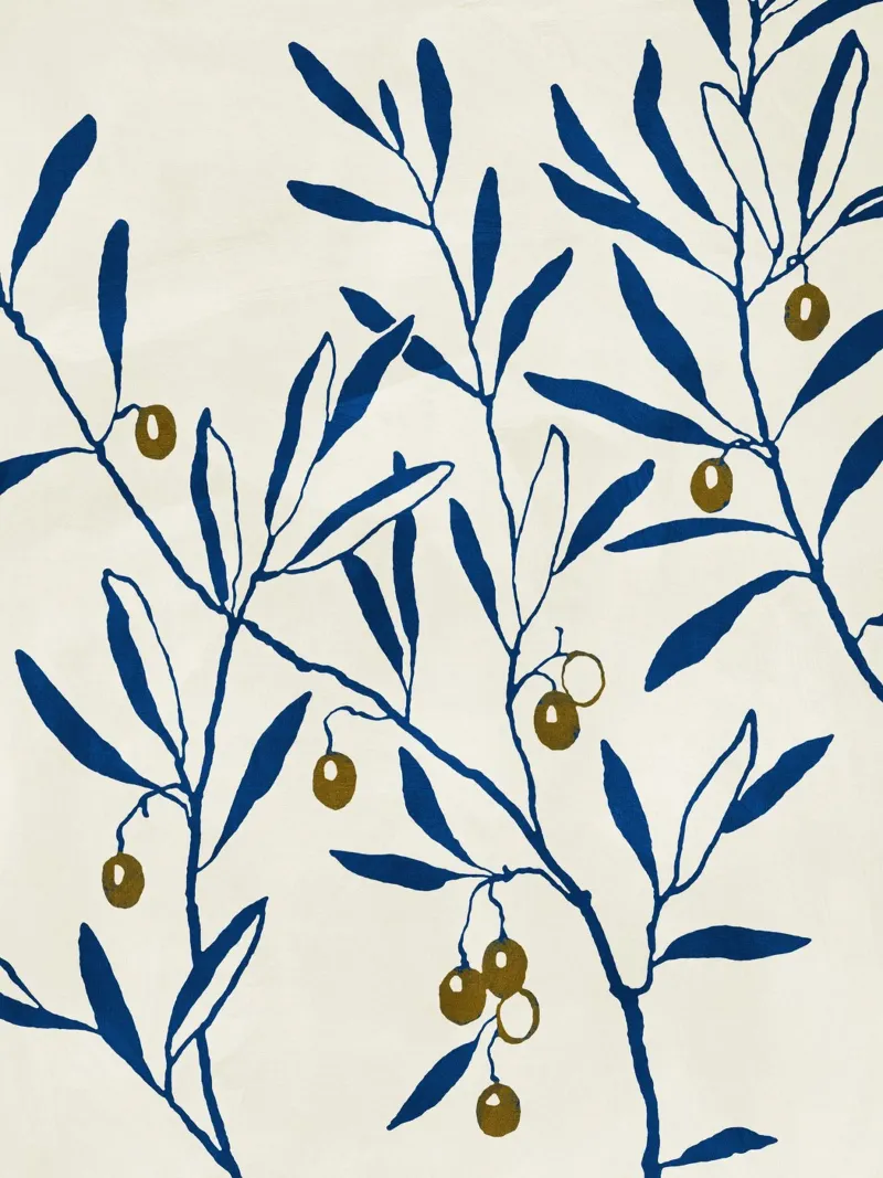 Olive Branch - Blue poster con telaio in legno da adrianooliveira