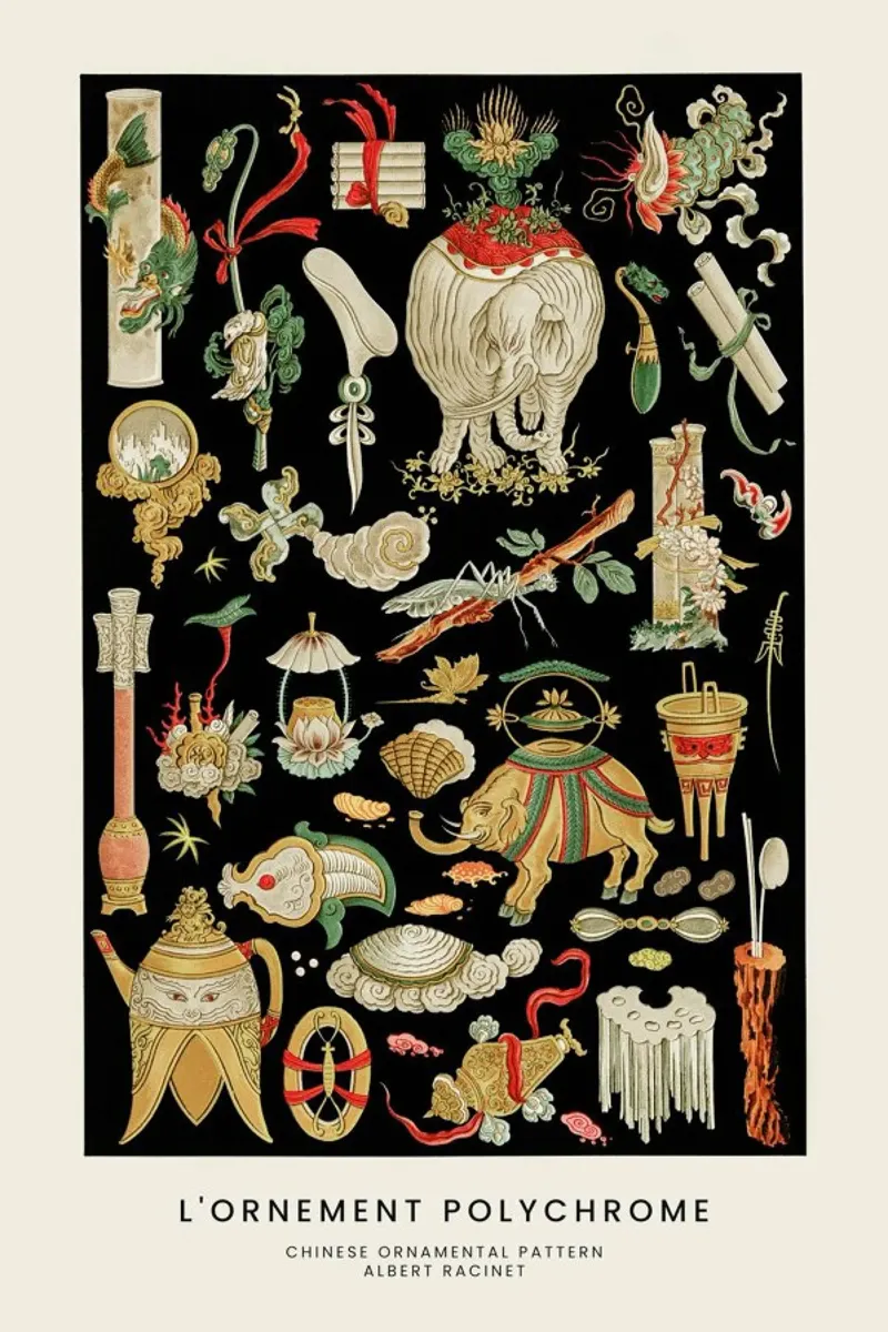 Racinet -  Chinese Ornamental Pattern carta hahnemühle da Vintage by JUNIQE