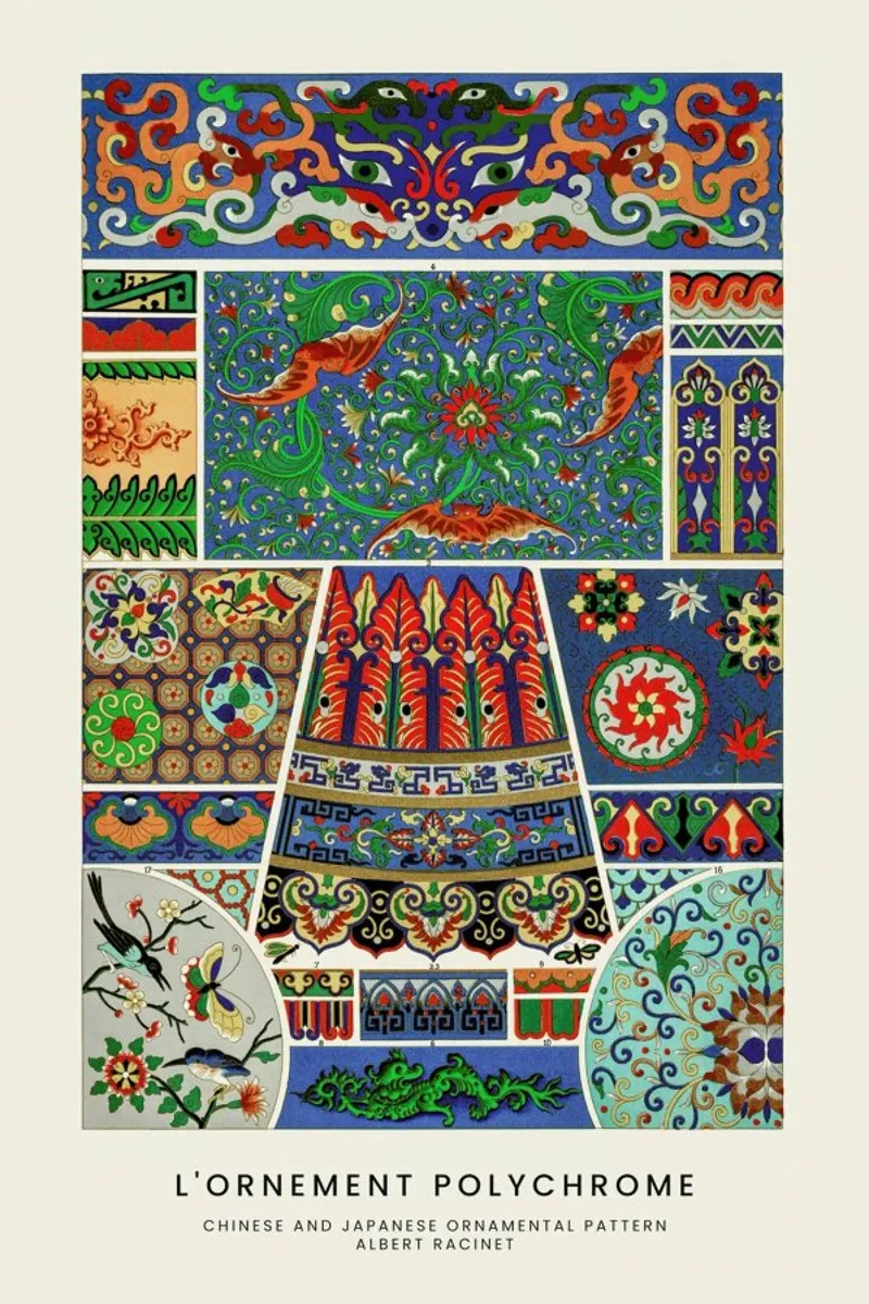 Racinet -  Chinese and Japanese Ornamental Pattern carta hahnemühle da Vintage by JUNIQE