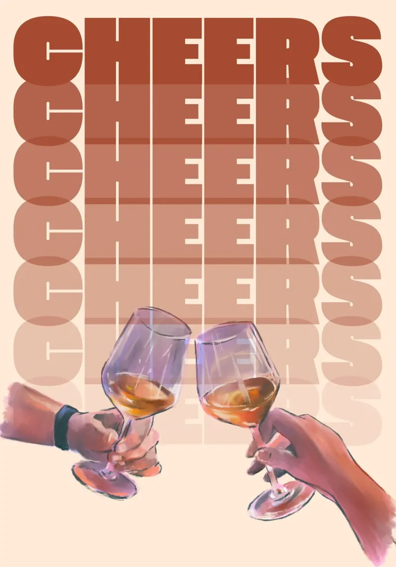"Proost" Wijn Toast kunstdruk door Aperol Spritz, Pop Art canvas van NorwesClub
