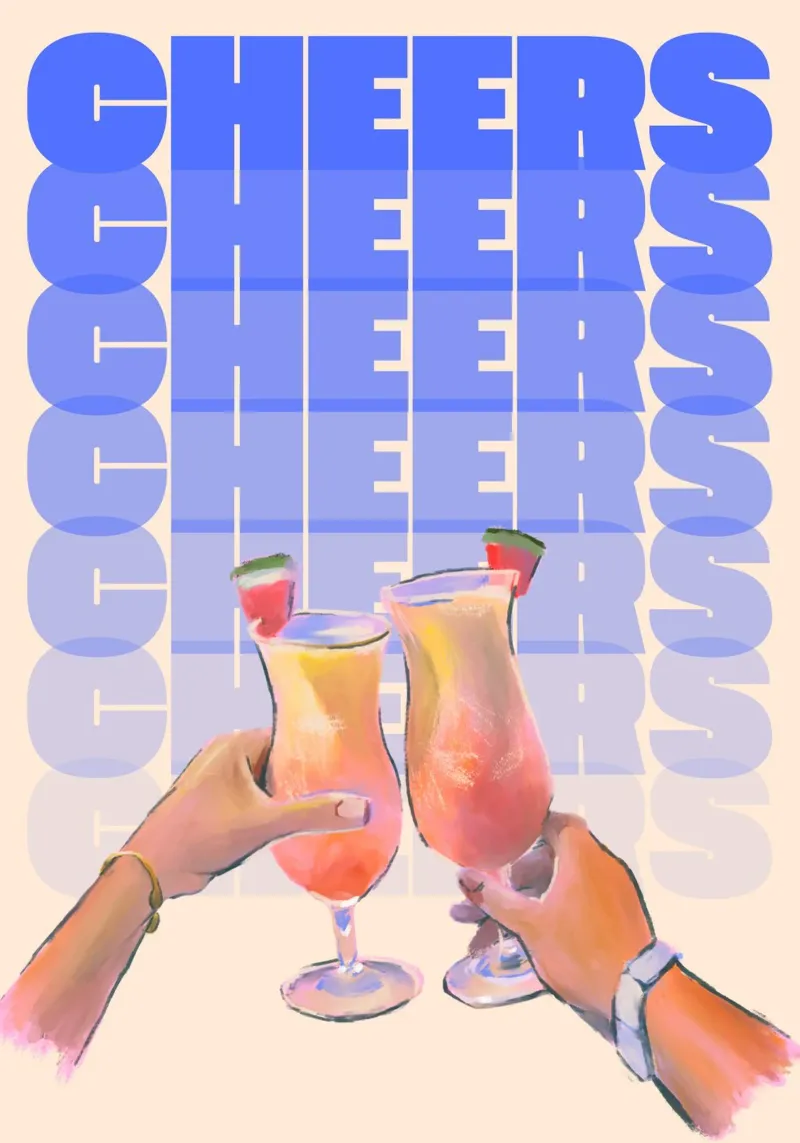 Summer Vibes Cheers di ArtfulHands - Pop art di bevande tropicali pellicola backlit da NorwesClub