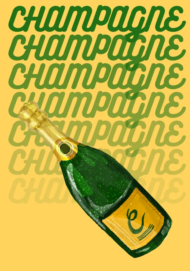 "Champagne Dreams Pop Art Print - Decorazioni festive e di tendenza". tela con Cornice a cassetta da NorwesClub